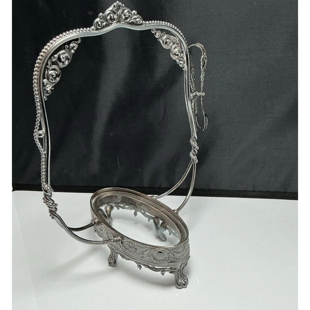 1847 Rogers Bros #312 Silver Bride's Basket & Swedish Tongs